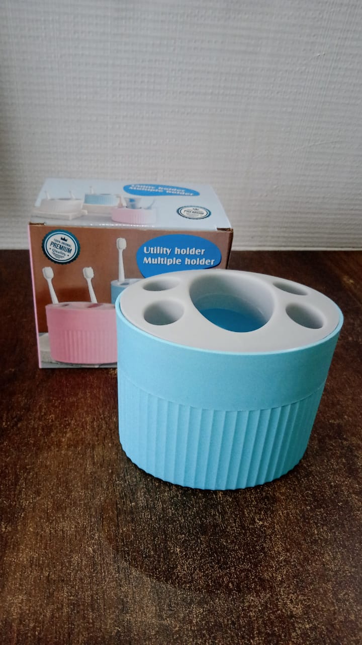 Multipurpose Bathroom Toothbrush and Utility Holder Stand with Multiple Slots (1 Pc) Multipurpose Bathroom Toothbrush and Utility Holder Stand with Multiple Slots (1 Pc)
